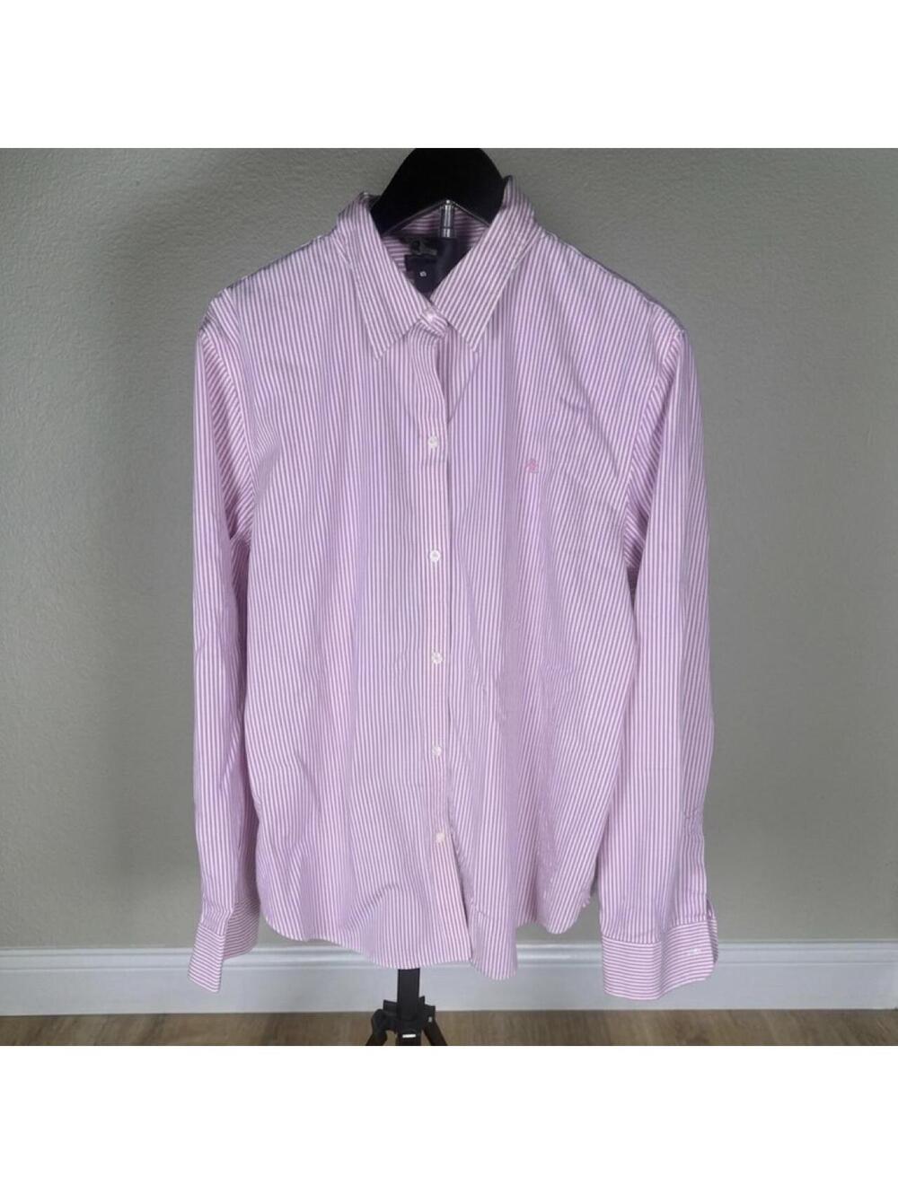 Y2K Ralph Lauren Pink Striped Button-Up Shirt – Size XL